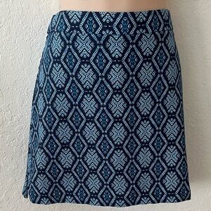 Rafaella Navy A-Line Skort with Light Blue Geometric Print